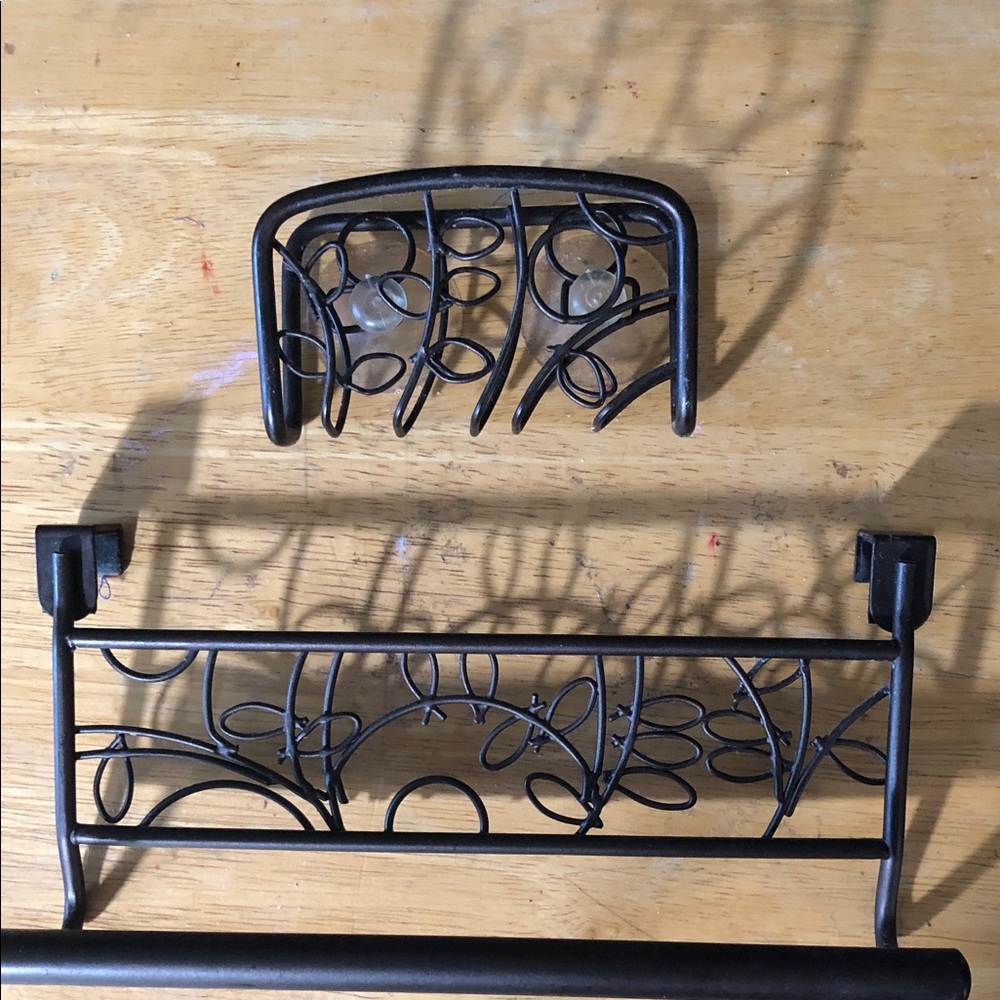 Elegant Brown black towel holder and sponge sink holder